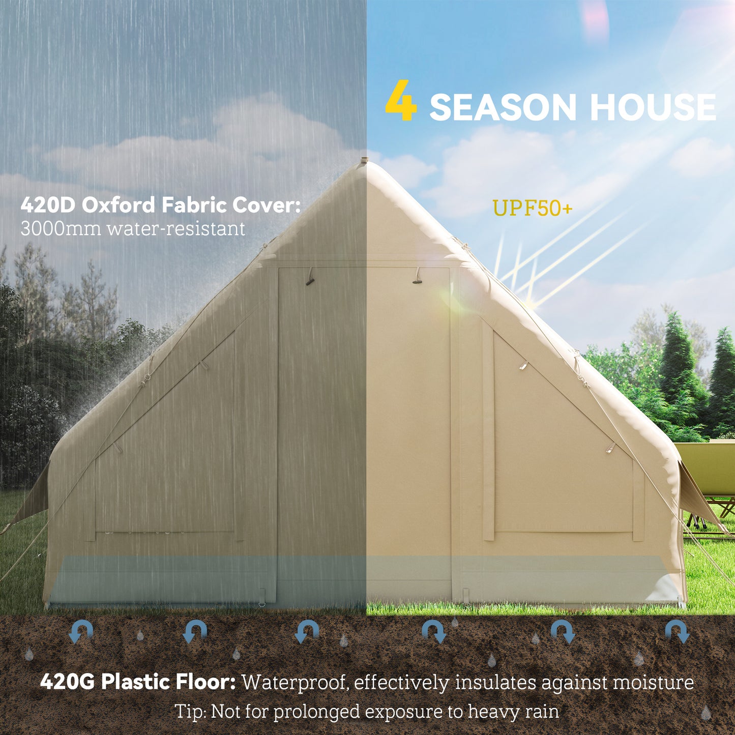Inflatable Camping Tent with Hand Pump - Waterproof & Windproof