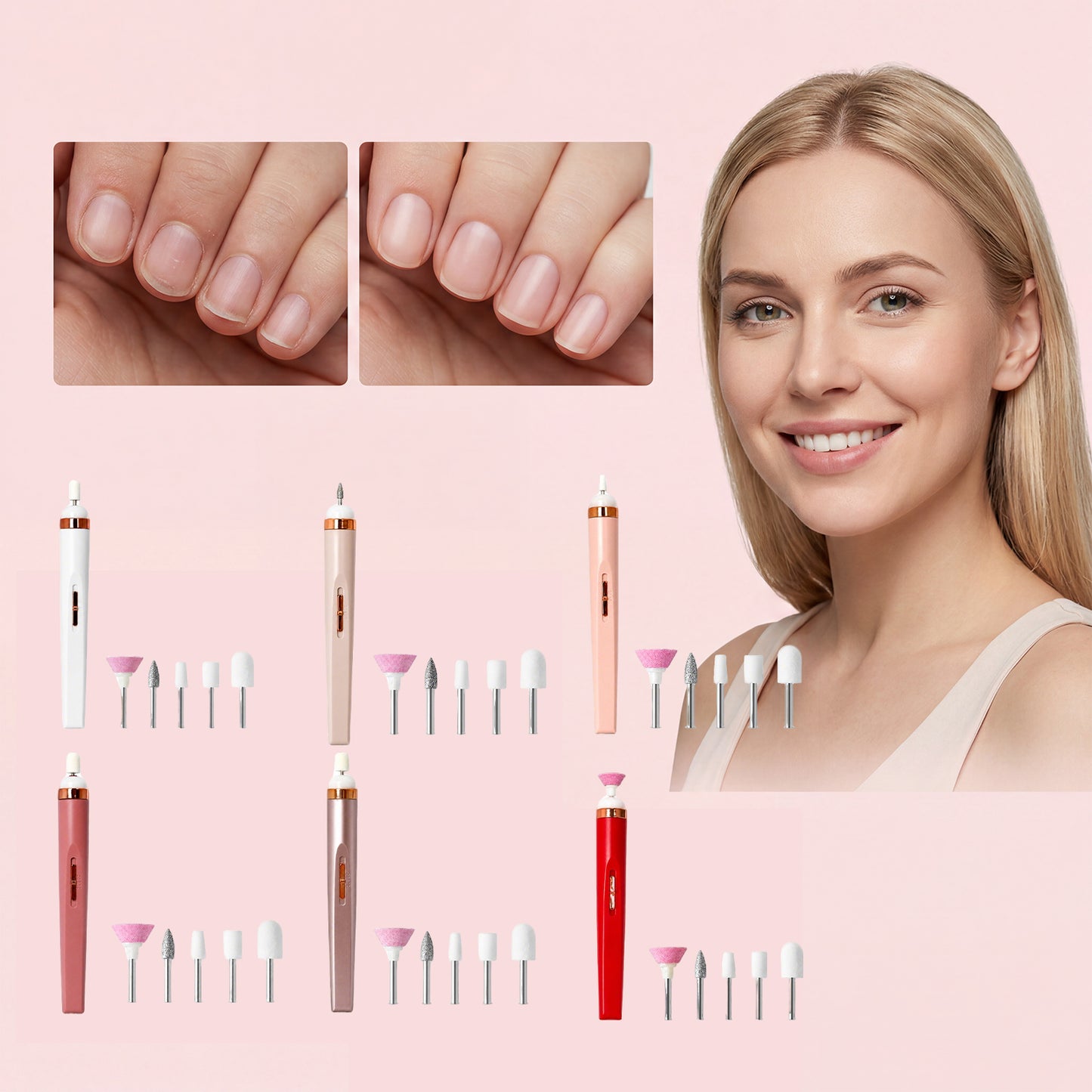 Electric Nail Drill in Rose Gold - Nail Art Kit with Drill