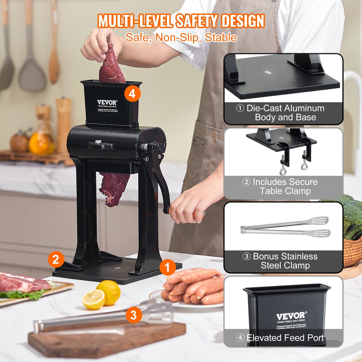Manual Meat Tenderizer with 31 Blades - Heavy Duty Stainless Steel