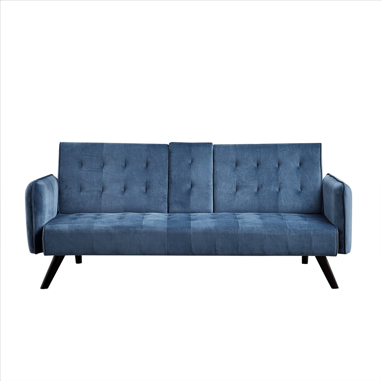 72 Velvet Convertible Sofa Bed With Cup Holders, Tufted Folding Futon