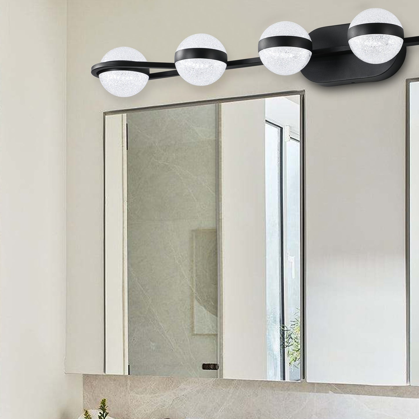 Black Minimalist LED Bathroom Vanity Light - 6-Light Fixture