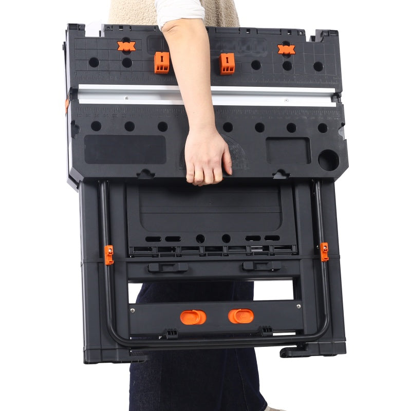 Heavy-Duty Portable Folding Workbench with Clamps - Adjustable Garage Sawhorse