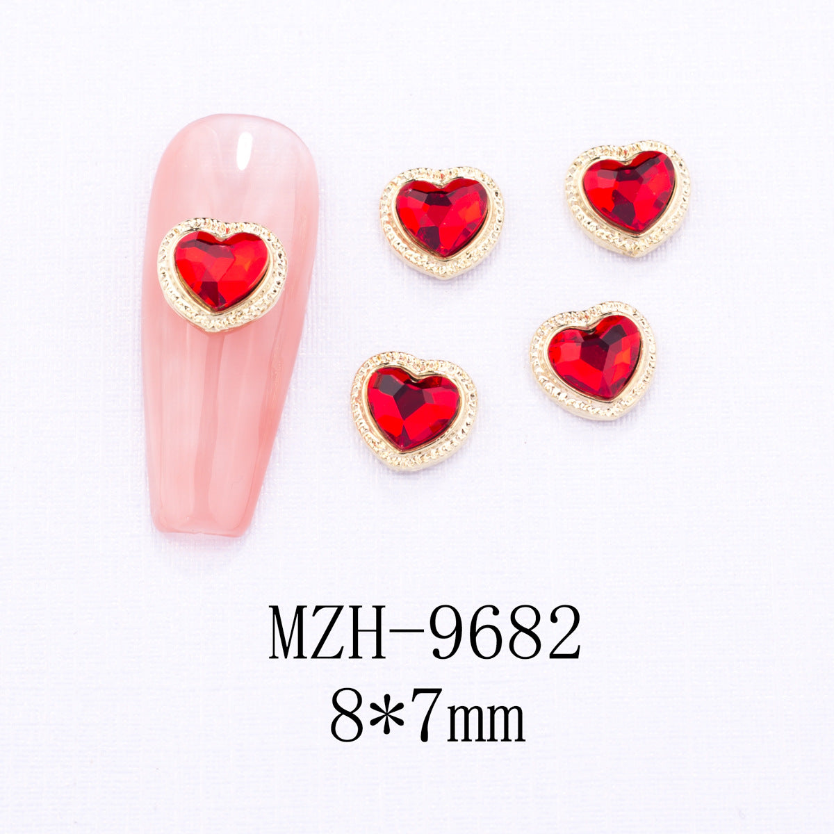 Glass Nail Decorations with Red Bow Design - Assorted Series