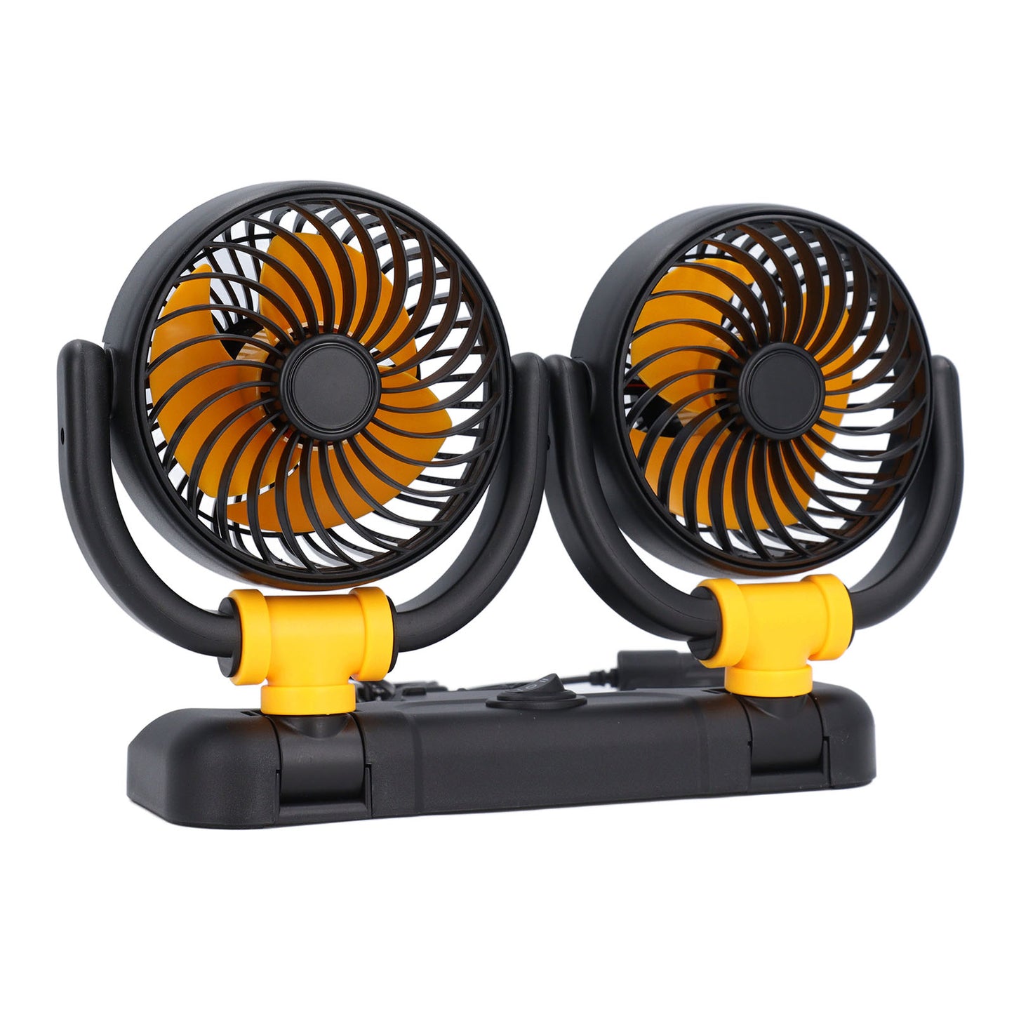 Dual Head Car Fan with 360° Rotation and 2 Speed Settings - DC12V