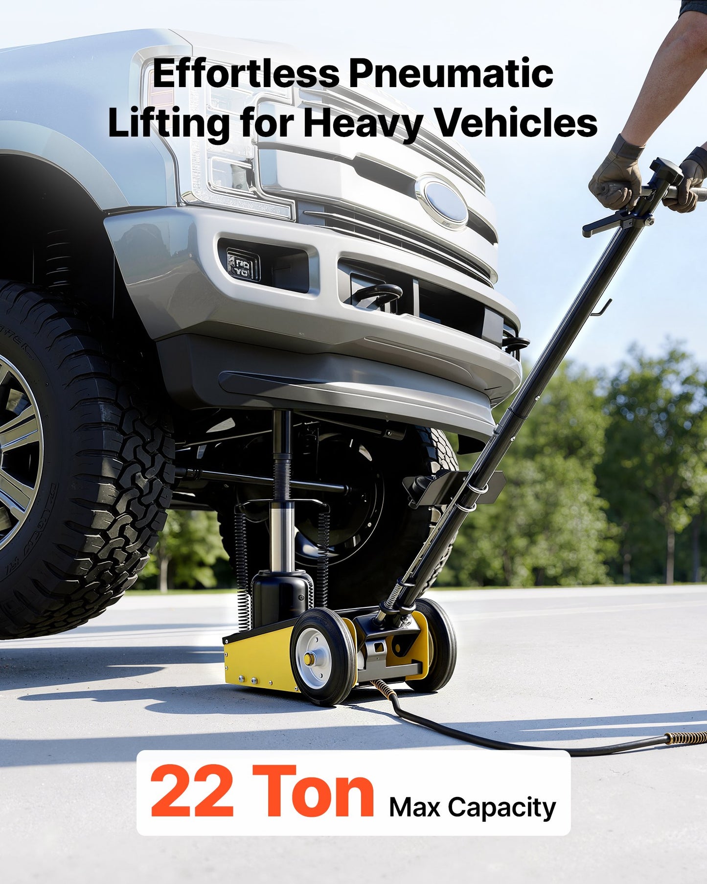 22 Ton Steel Floor Jack - Heavy Duty Hydraulic Trolley with Quick Lift & Extension Posts