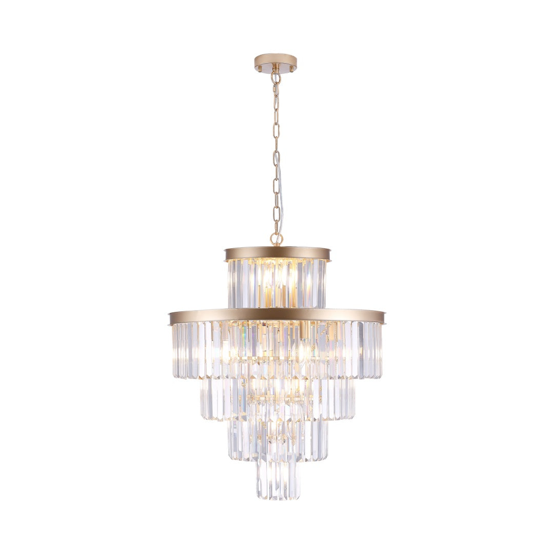 Modern Gold Crystal Chandelier Pendant Light - 23.6 Inch
