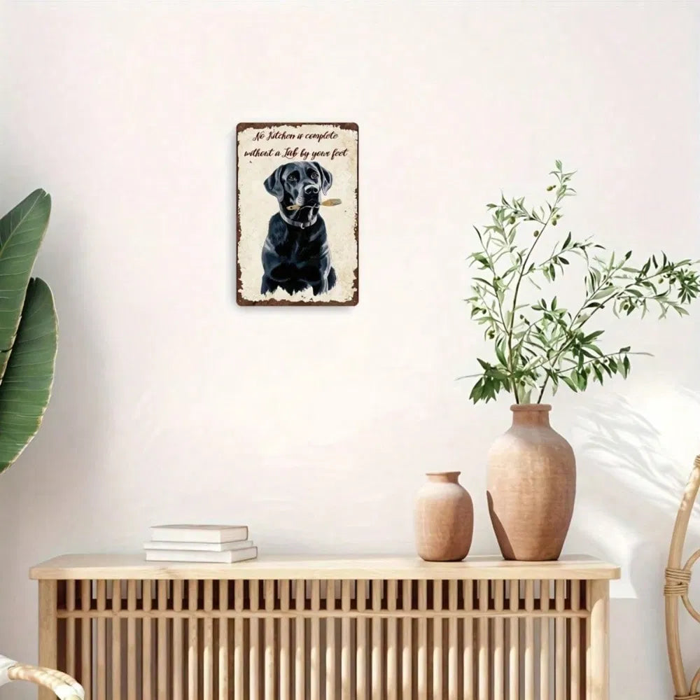 Vintage Labrador Metal Tin Sign - Rustic Wall Art 8x12 Inch
