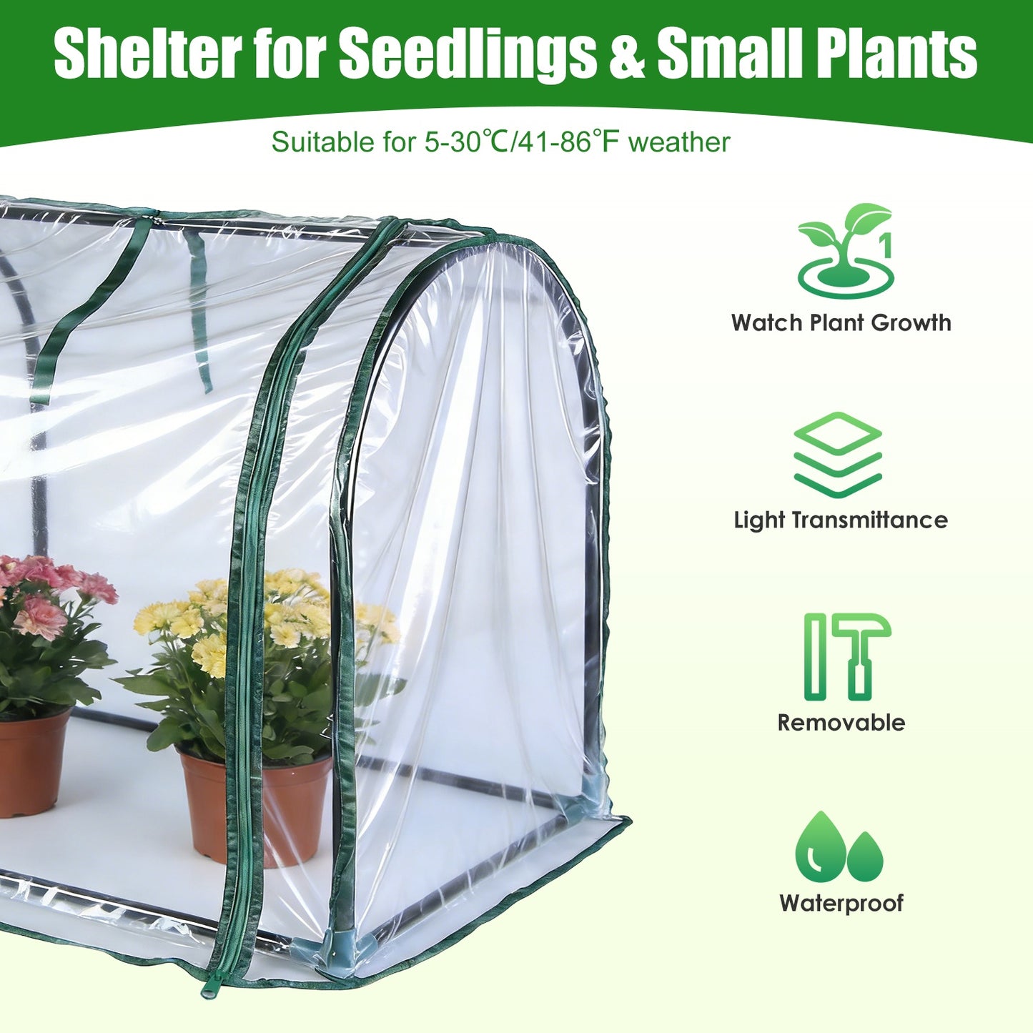 Portable Mini Greenhouse for Seed Starting Indoor Outdoor Garden Tent - Green