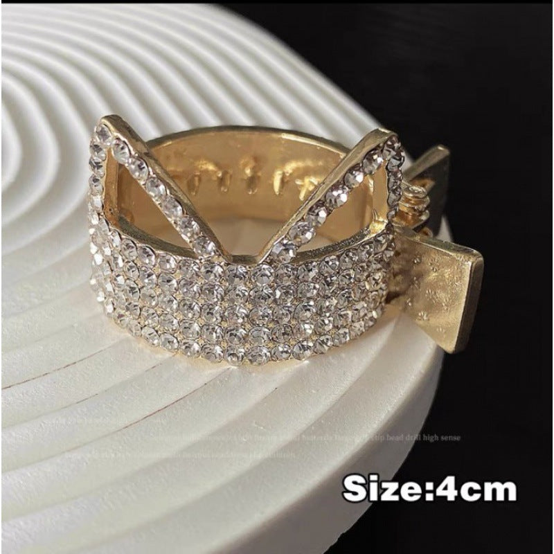 Fashion Rhinestone Hair Clip for Women - Small Anti-sagging Hair Accessory with Cat Ear & Diamond Design
