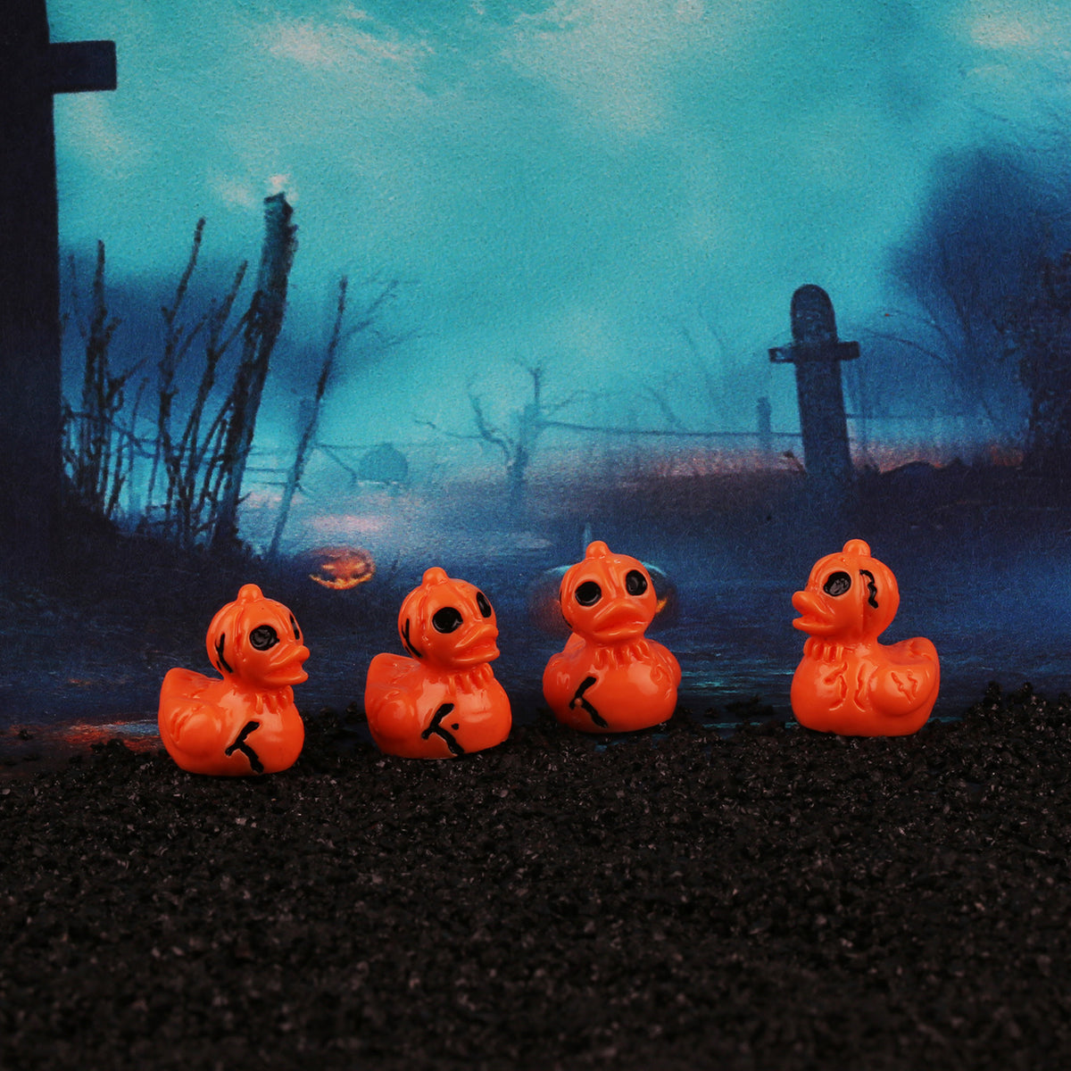 Halloween Ghost Duck Decoration Set - Resin Festive Party Decor