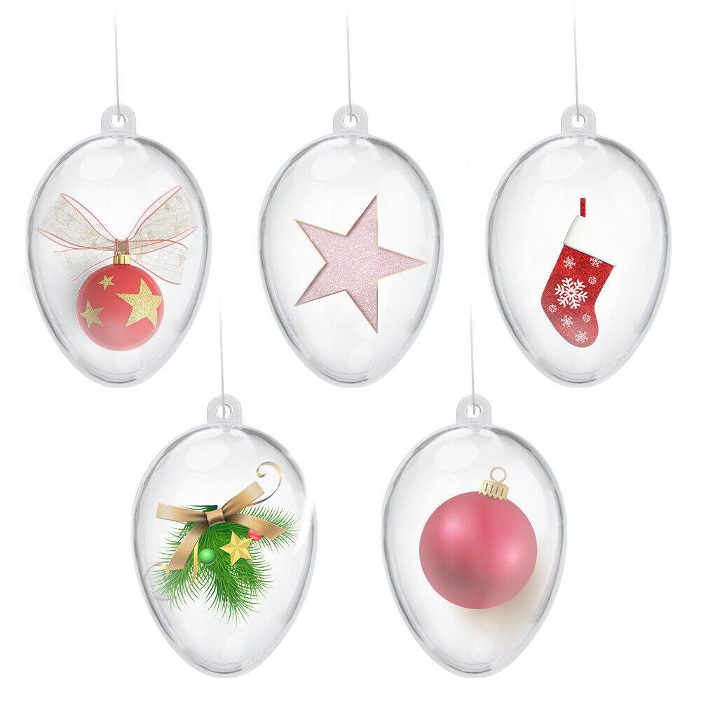 5 PCS Clear Plastic Fillable Christmas Balls - Tree Ornaments