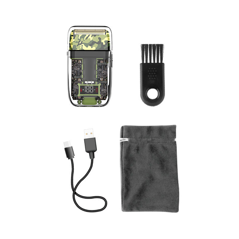 Waterproof USB Rechargeable LED Digital Shaver - Transparent Camouflage