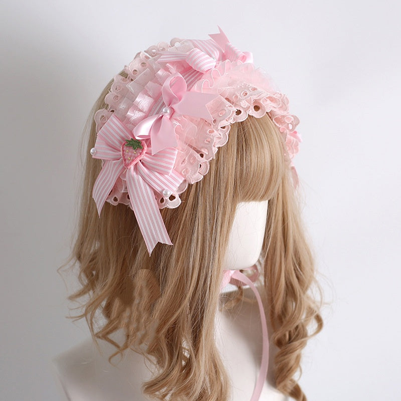 Strawberry Lace Hairband & Hair Clips Set
