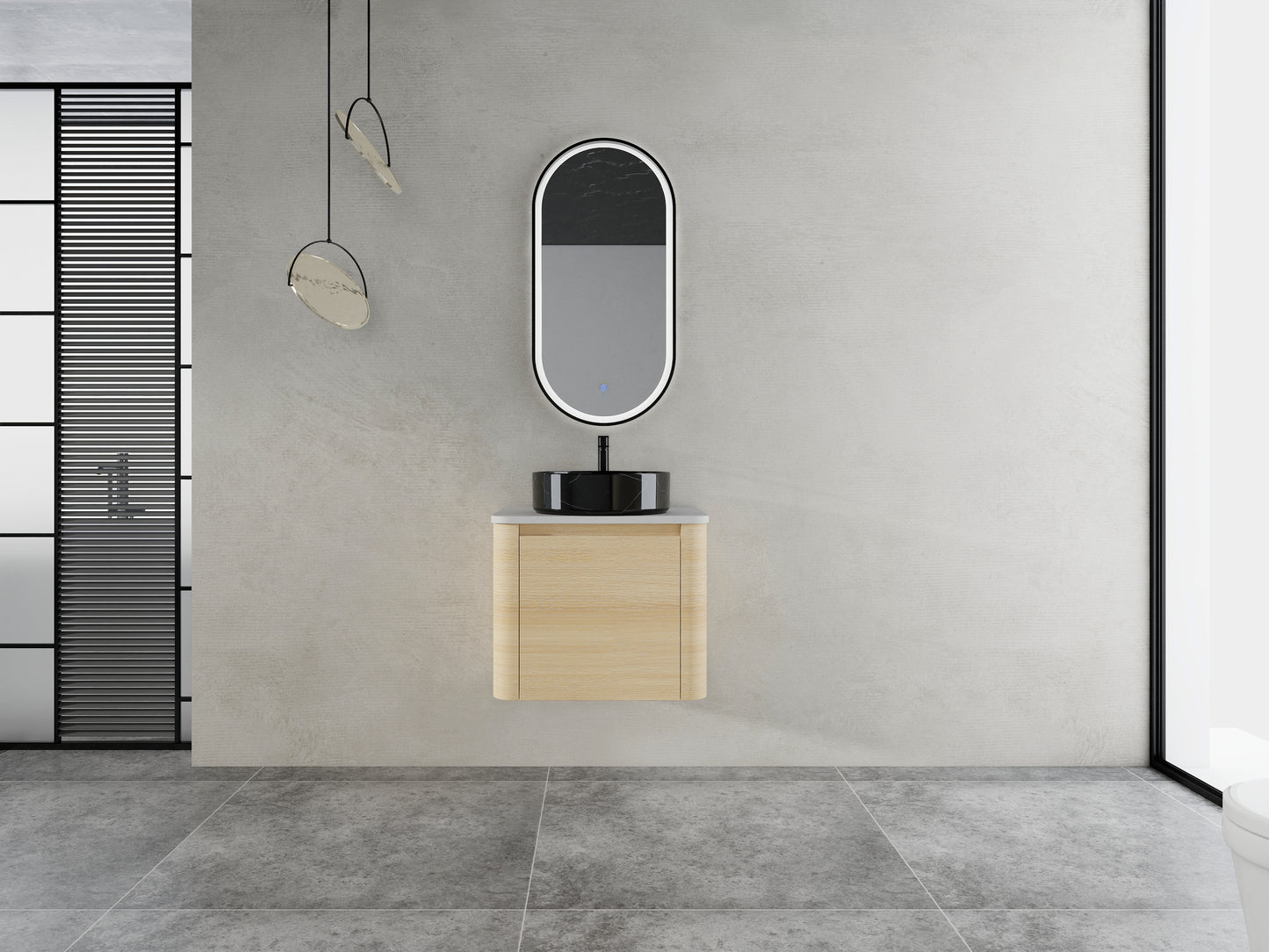 24'' Wall-Mounted Bathroom Vanity With Ceramic Art Sink &