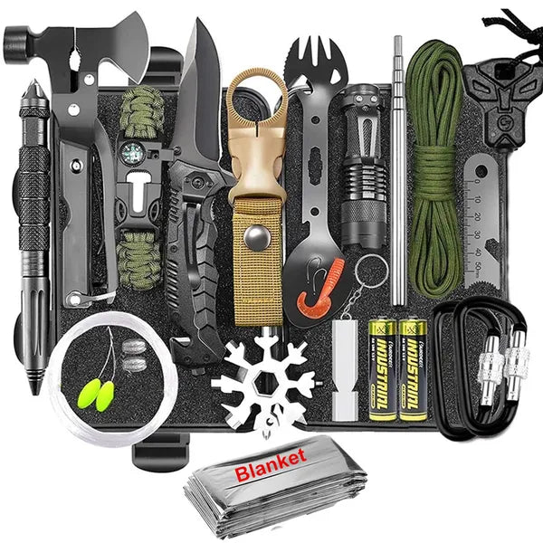 30-in-1 Outdoor Survival Kit with First Aid, Tactical Tools & Emergency Gear