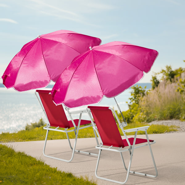 Folding Beach Chair with Umbrella - Lightweight, Portable, 265lbs Capacity