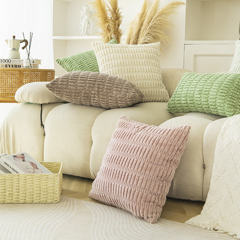 Boho Striped Throw Pillow Covers Plush Fabric Cushion Covers for Sofa & Bed