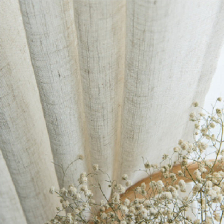 Japanese Linen Half Shade Curtain Solid Color Balcony Bedroom Living Room
