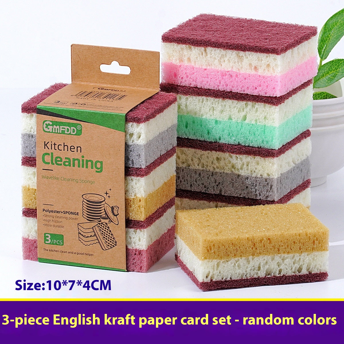 Multi-Color Foam Sponge Mop Brush Set for Kitchen Cleaning - 3/5/10 Pieces