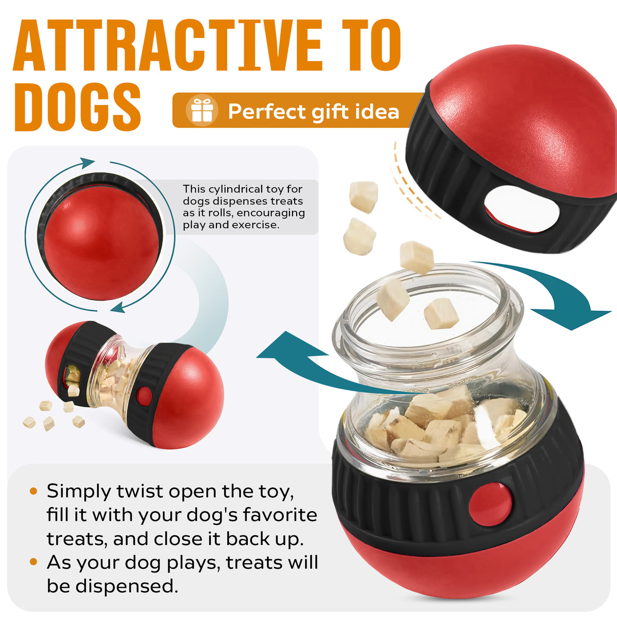 Dog Puzzle Toy with Treat Dispenser - Adjustable Slow Feeder & Interactive Chase Toy for Small to Large Dogs