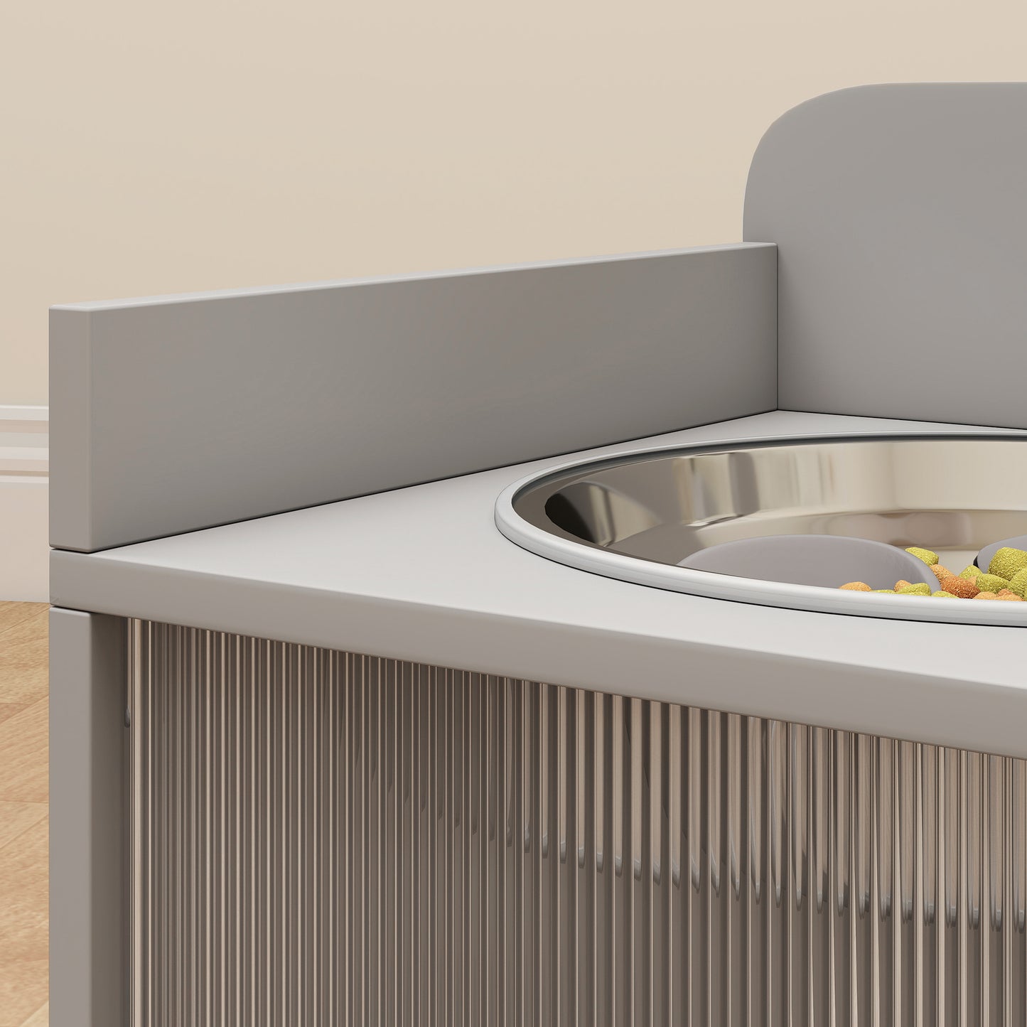 Elevated Dog Bowl Stand with Storage - Large Stainless Steel Bowls for Pets