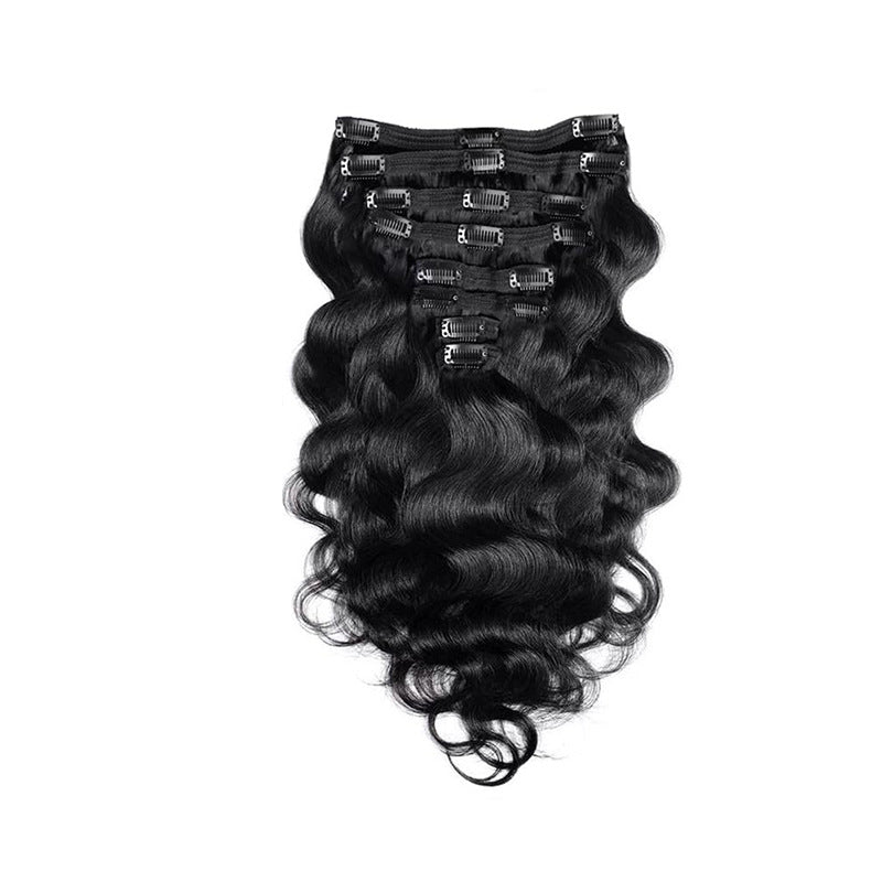 Natural Black Human Hair Extensions - 16-24 Inch Real Hair Wig for Ladies