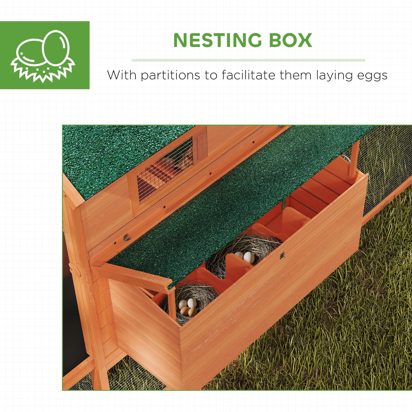 137-Inch Wooden Chicken Coop for 4-6 Chickens with Run and Nesting Boxes - Backyard Poultry House, Orange