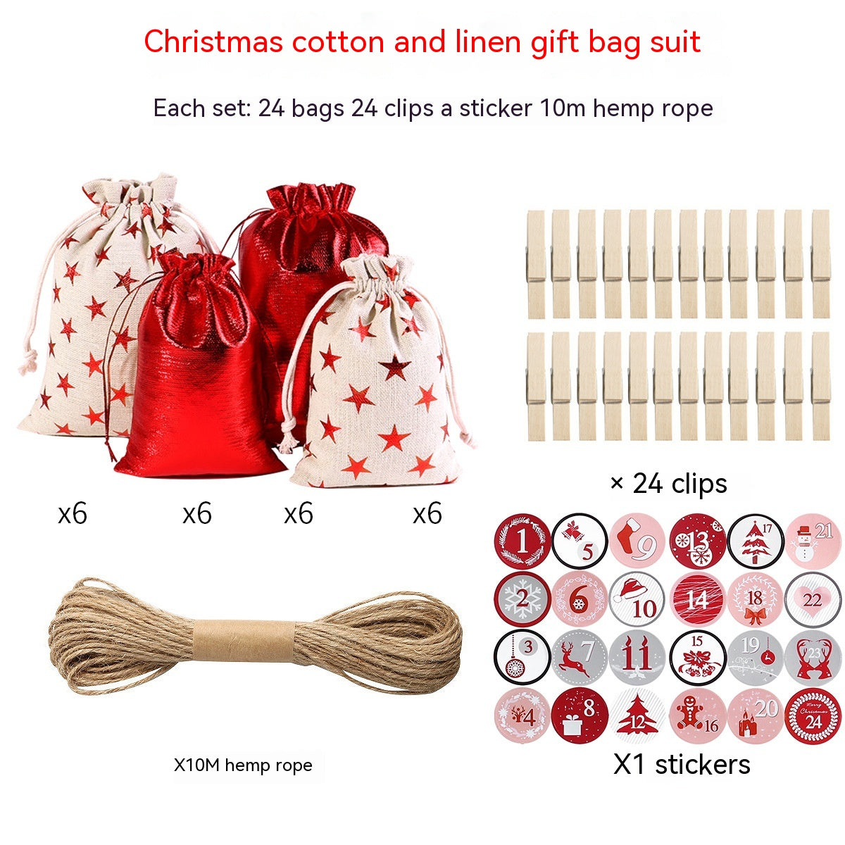 Christmas Linen Gift Bag Kit with Digital & Sticker Variants - Festive Home Decor