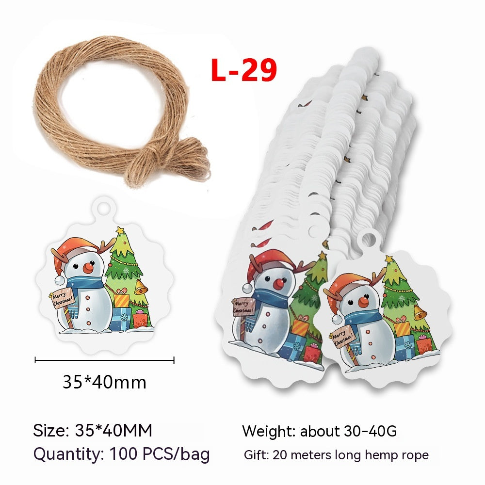 Christmas Kraft Paper Gift Tags with Santa Claus Card - Festive Packaging Labels
