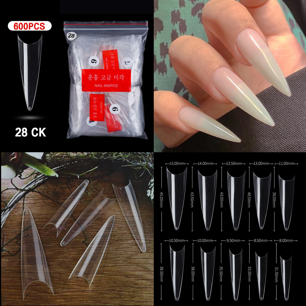 French Pointed Non-Marking Ballet Nail Art Tools - Transparent