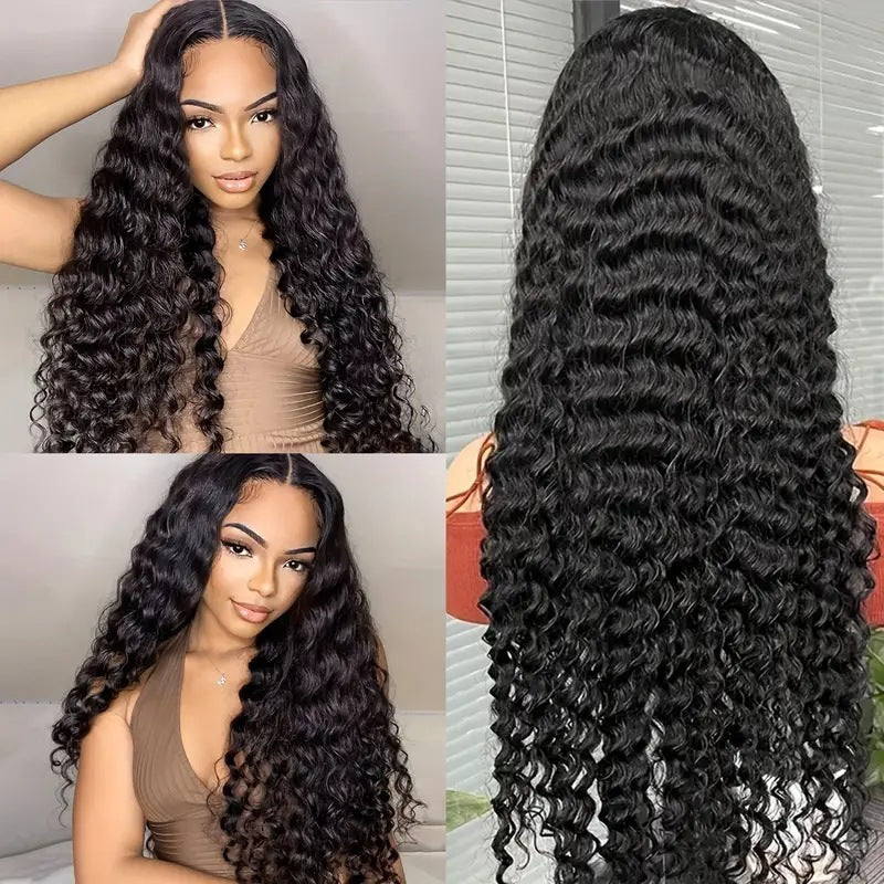 Long Curly Hair Wig Cover with Headgear - Real Hair Turban for Women