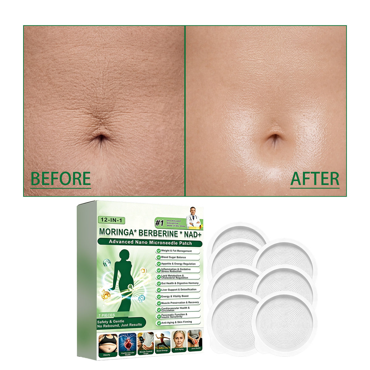 Nano Micro Needle Body Patch, 7 Pieces
