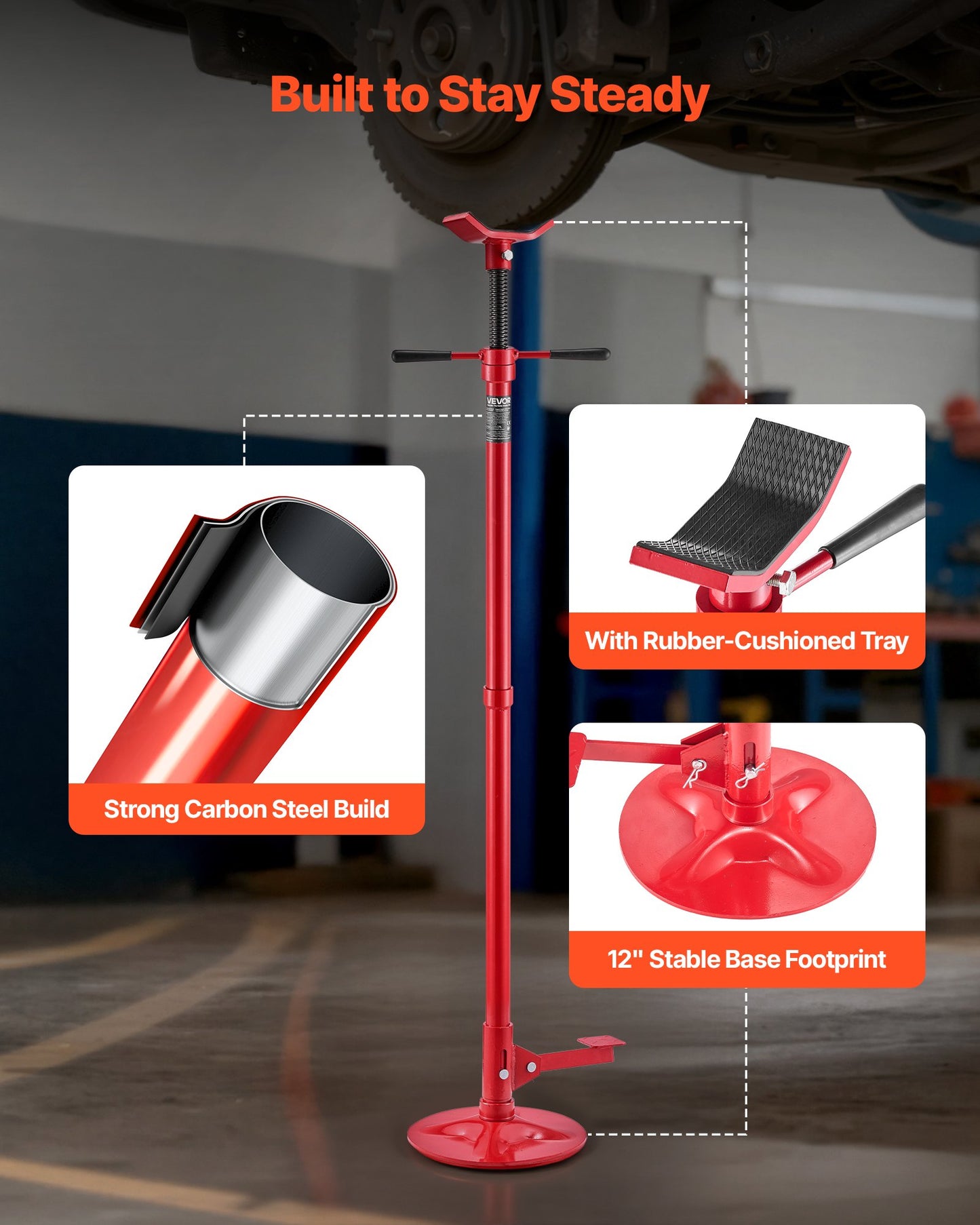 3/4 Ton Underhoist Support Stand - Adjustable Vehicle Lift Jack Stand with Foot Pedal & Stable Base