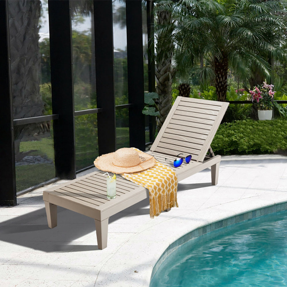 Outdoor Chaise Lounge Chair With 5 Positions Adjustable Backrest For