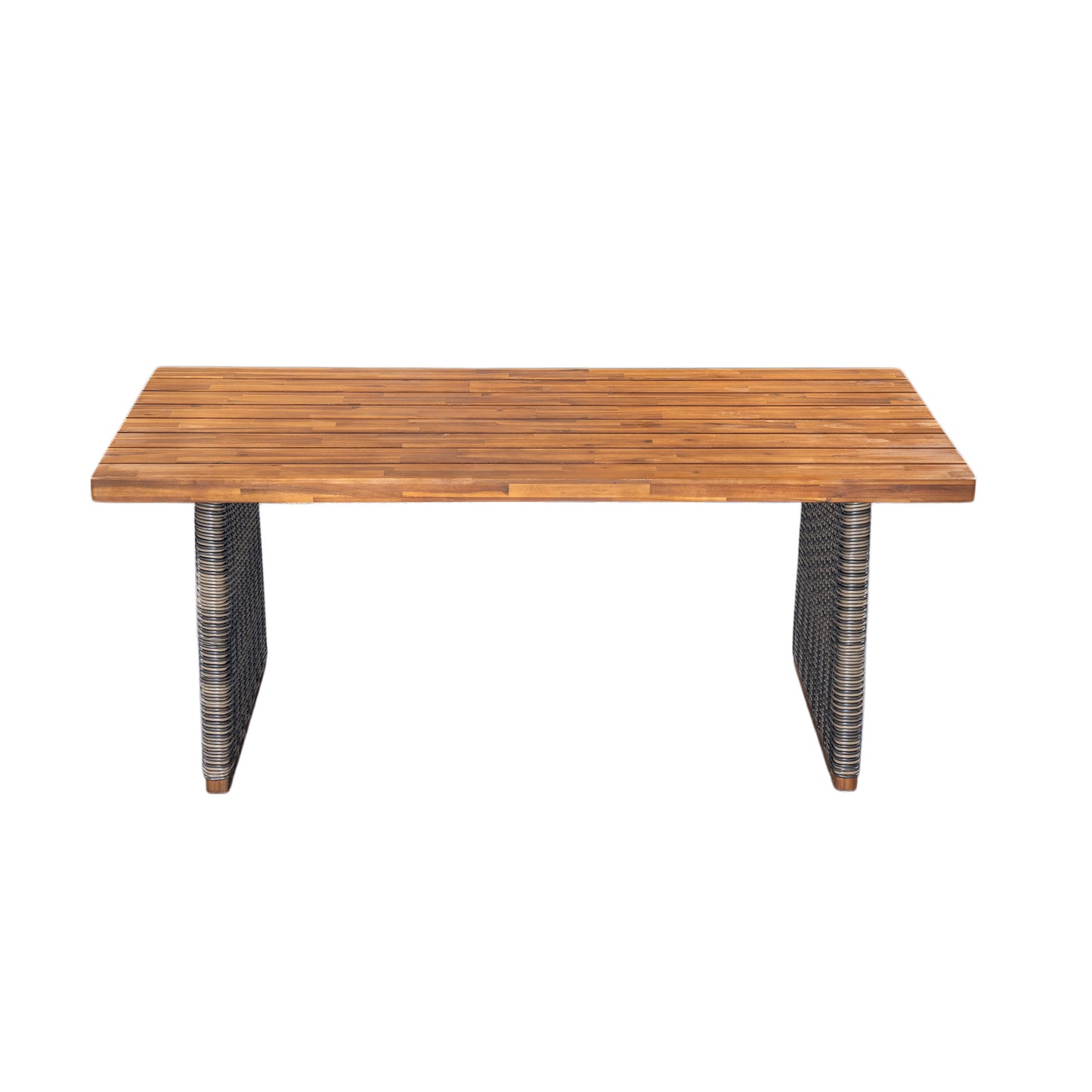 Outdoor Acacia Wood Dining Table Set with Bench - Grey