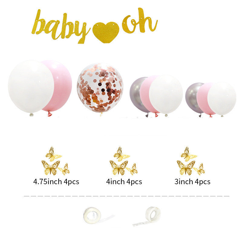 Pink Butterfly Balloon Set for Baby Girl Party Decorations - 10 Inch Latex Balloons
