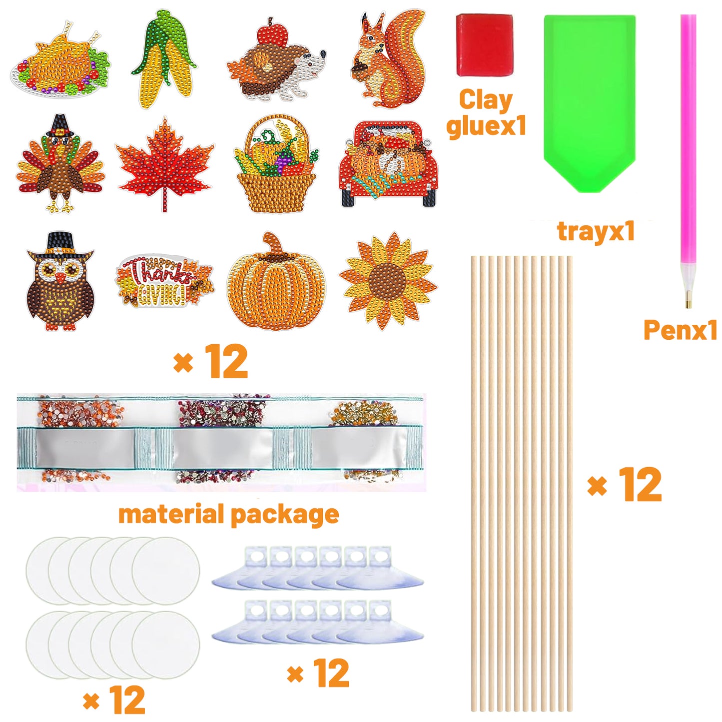12-Pack Rhinestones Art Painting Kit for Creative Projects