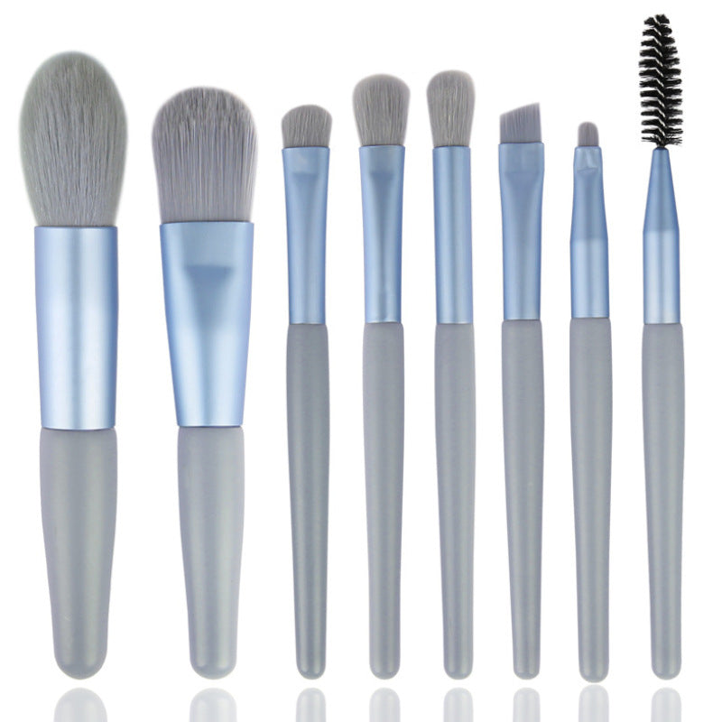 Mini No. 8 Makeup Brush Set - Assorted Styles, 8-Piece Portable Cosmetic Tools