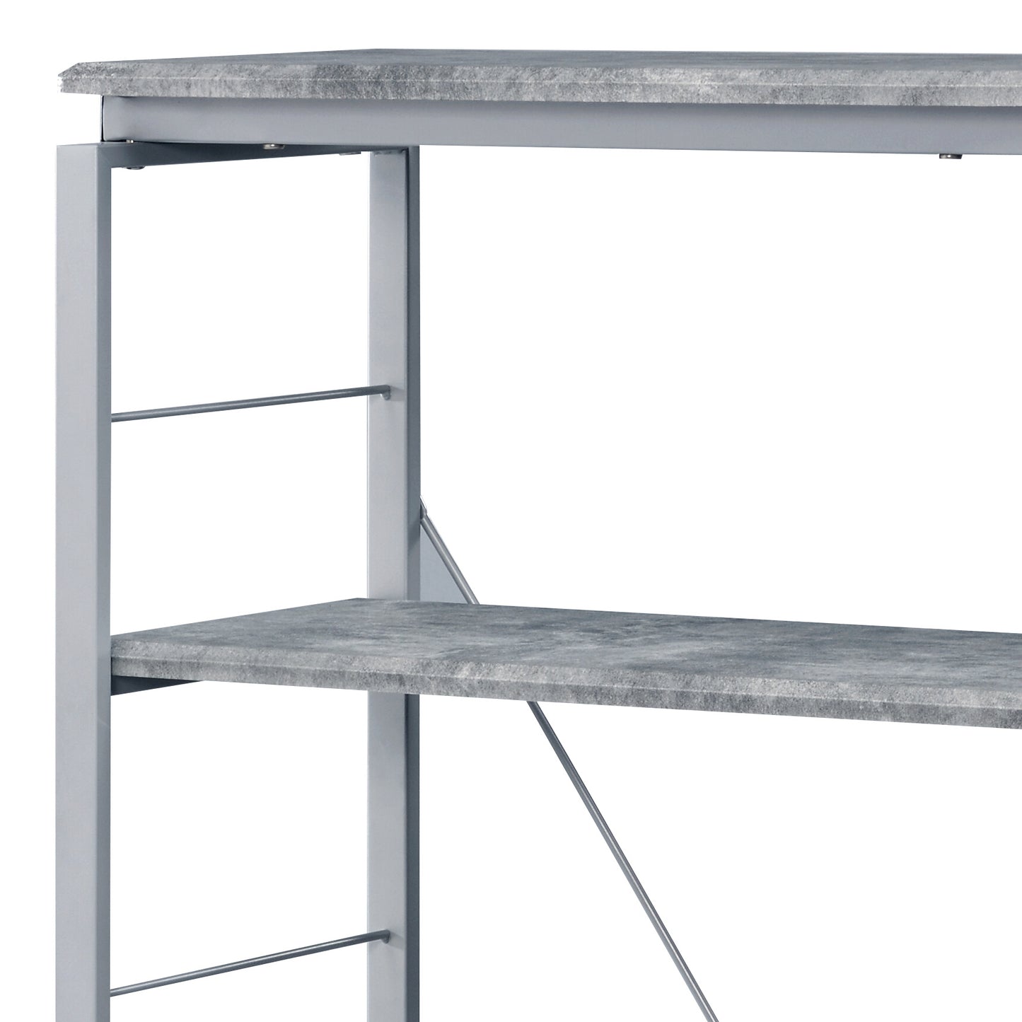 Faux Concrete & Silver Finish Bookshelf - Gray