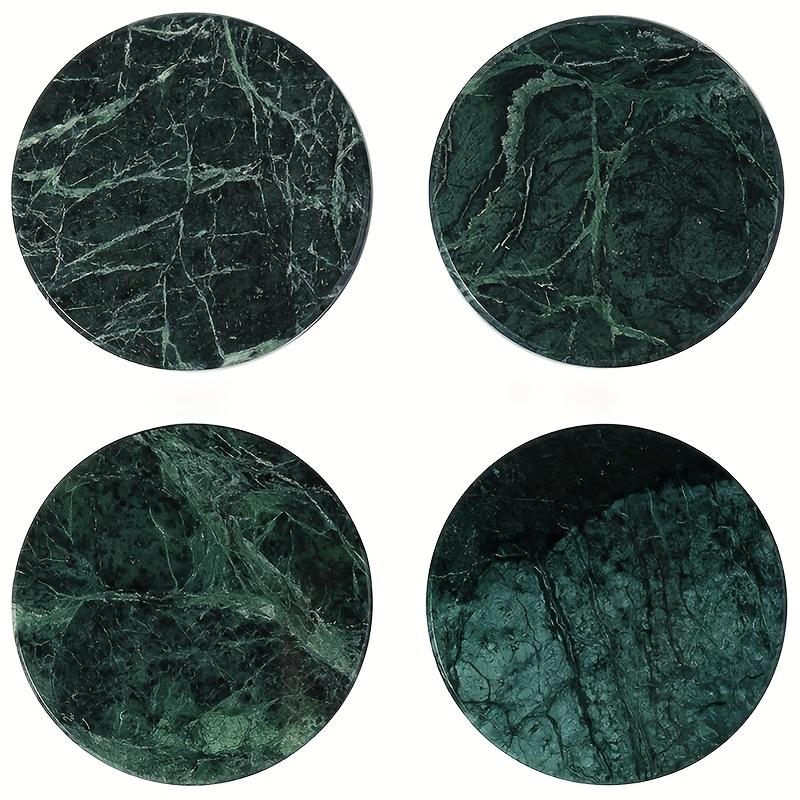 4-Piece Marble Coaster Set - Heat-Resistant Round Table Protectors