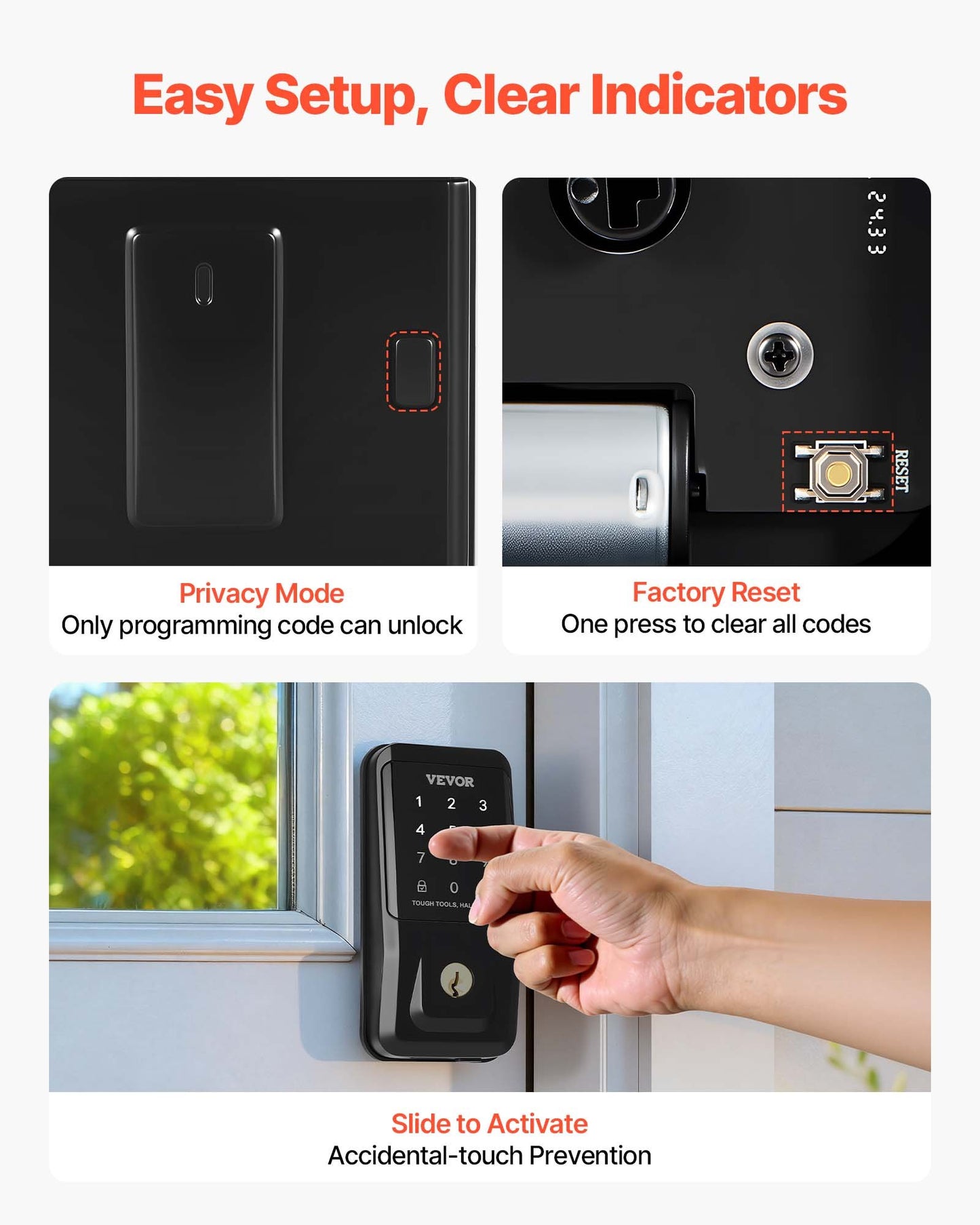 Keyless Entry Door Lock - Touchpad Electronic Deadbolt with Customizable Codes - Matte Black