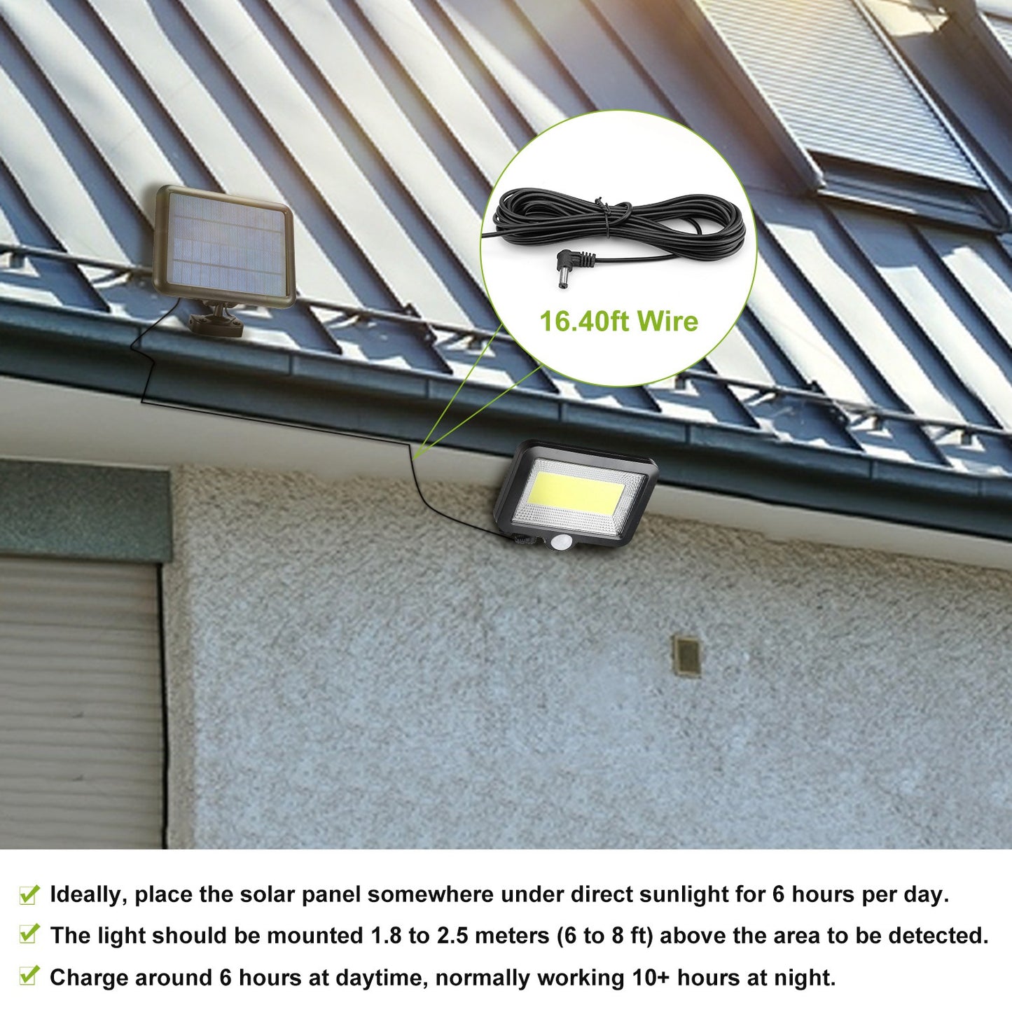 Solar Powered Motion Sensor Wall Light Waterproof Outdoor IP65 Dusk to Dawn Lamp - Black