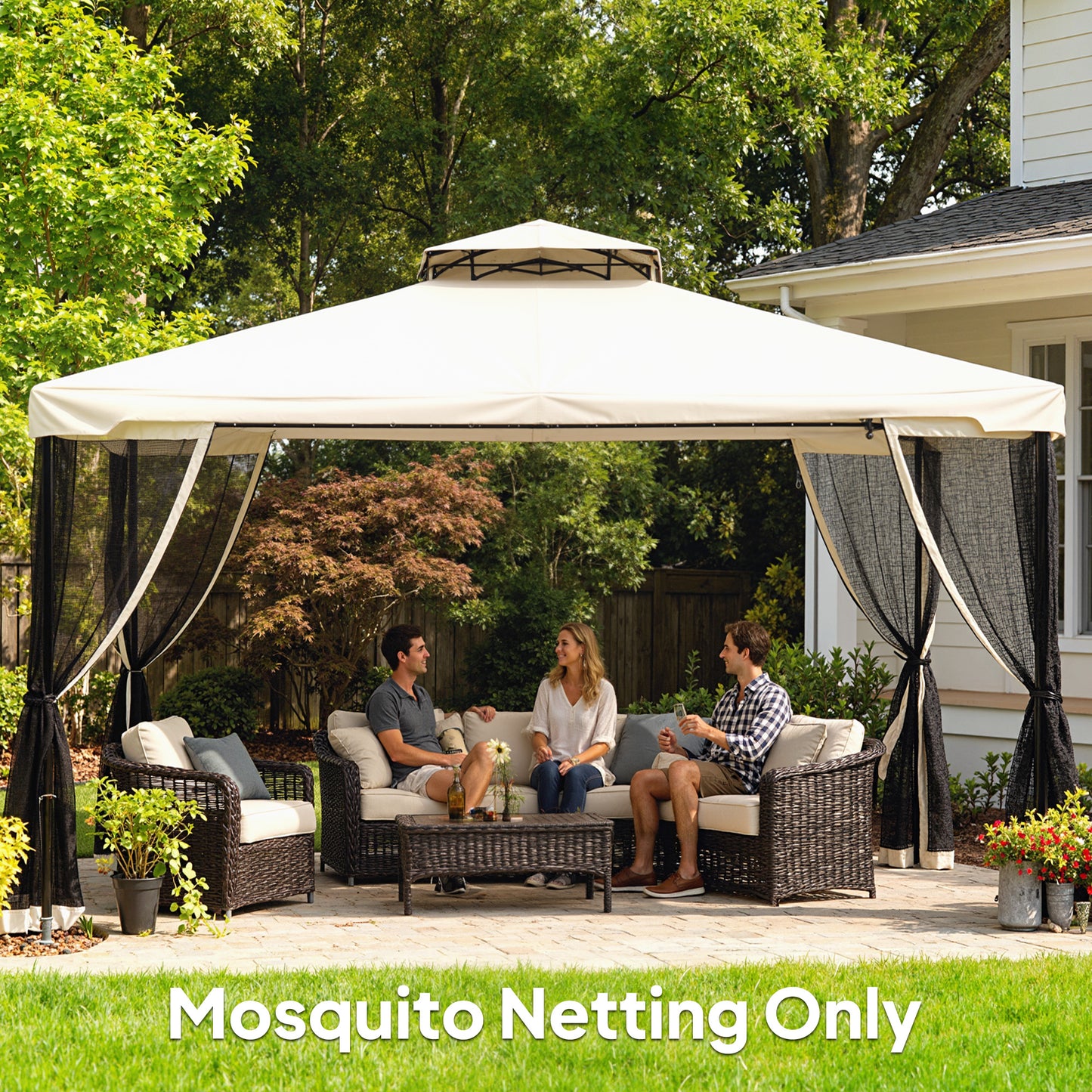 Replacement Mesh Sidewall Netting for 10x12 Gazebos - Cream