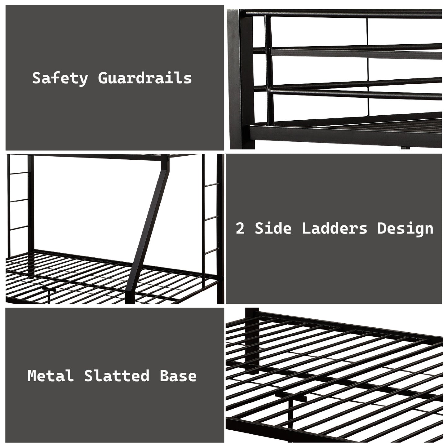 Limbra Sandy Black Finish Twin XL/Queen Bunk Bed - Metal Frame