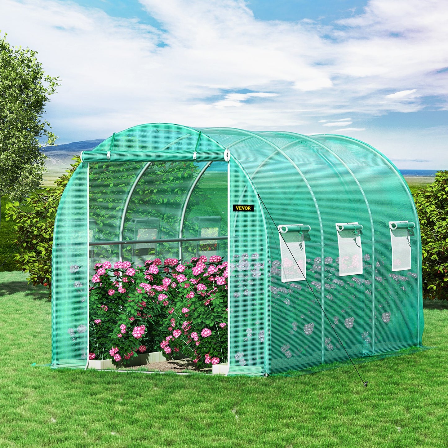 Walk-In Tunnel Greenhouse 12x7x7 Ft Portable Plant Grow House with Steel Frame