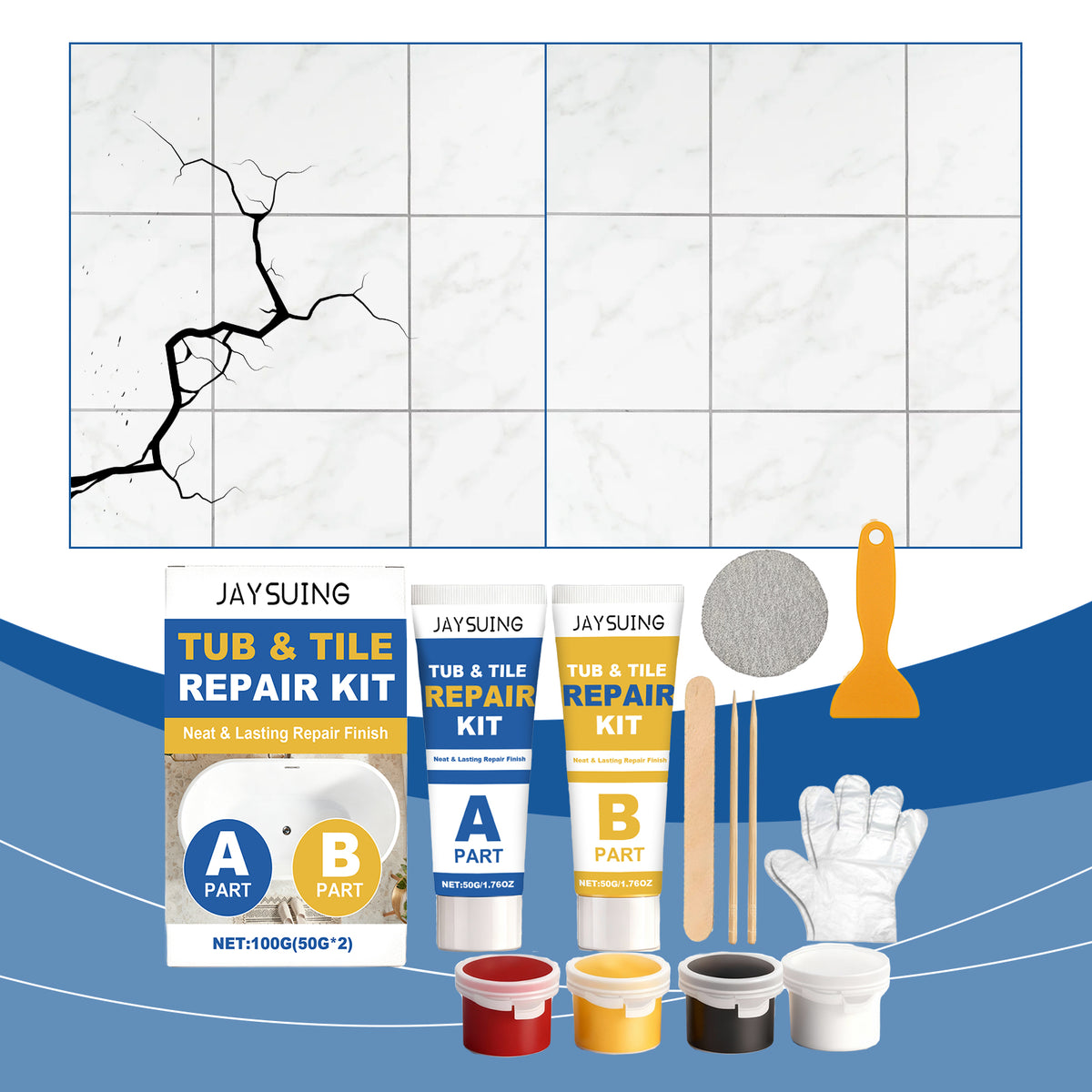 Ceramic Tile Repair Kit for Wall and Floor Tile Rejuvenation