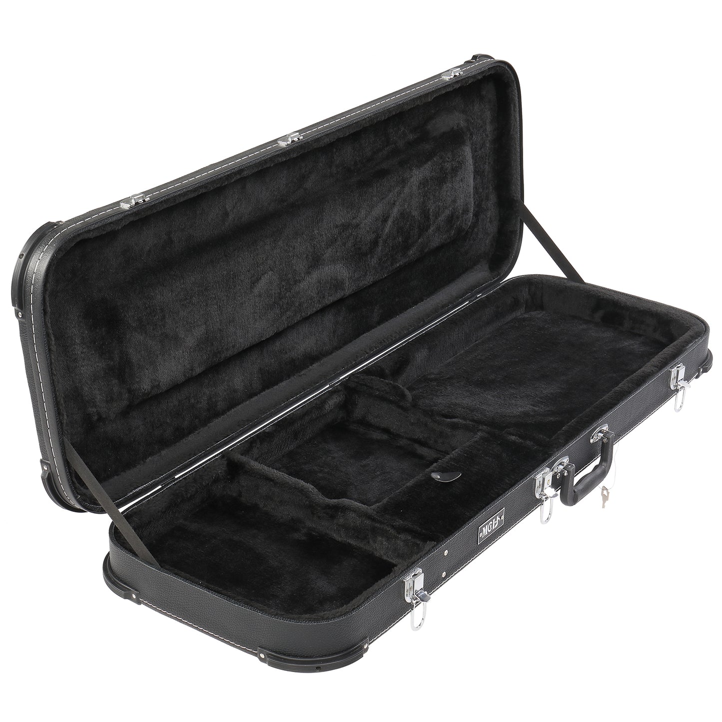 Electric Guitar Hard Case - Black Leather Square Design