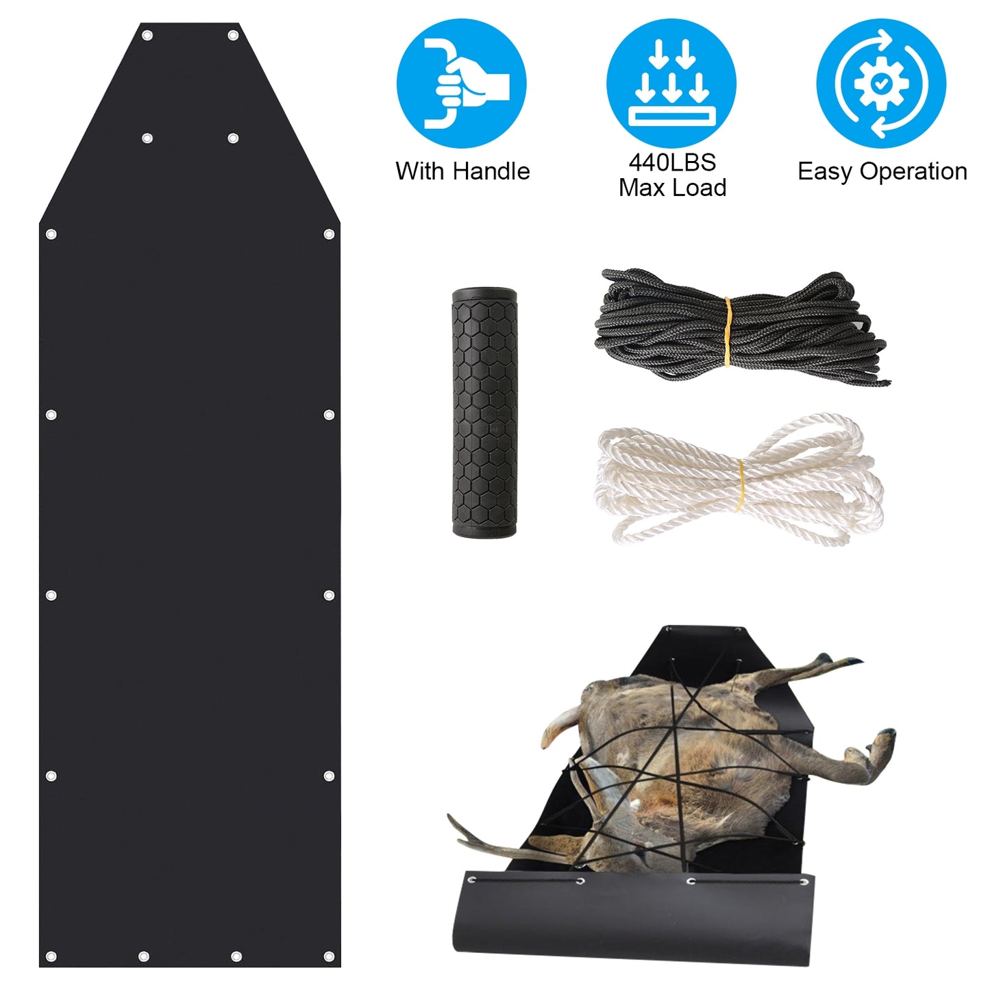 Deer Drag Sled with Handle - Heavy Duty Hunting Gear