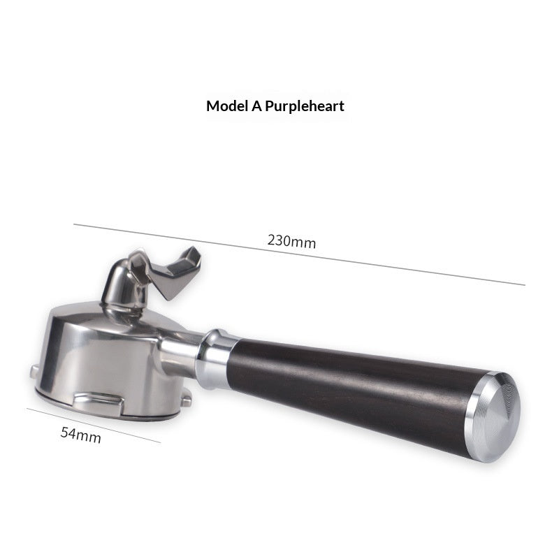 Stainless Steel Coffee Machine Dual-Spout Handle - Solid Wood Finish