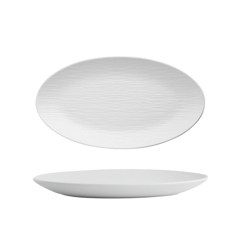Ceramic Oval Fish Dish - Quicksand White, 10-14 Inch Kitchen Serveware